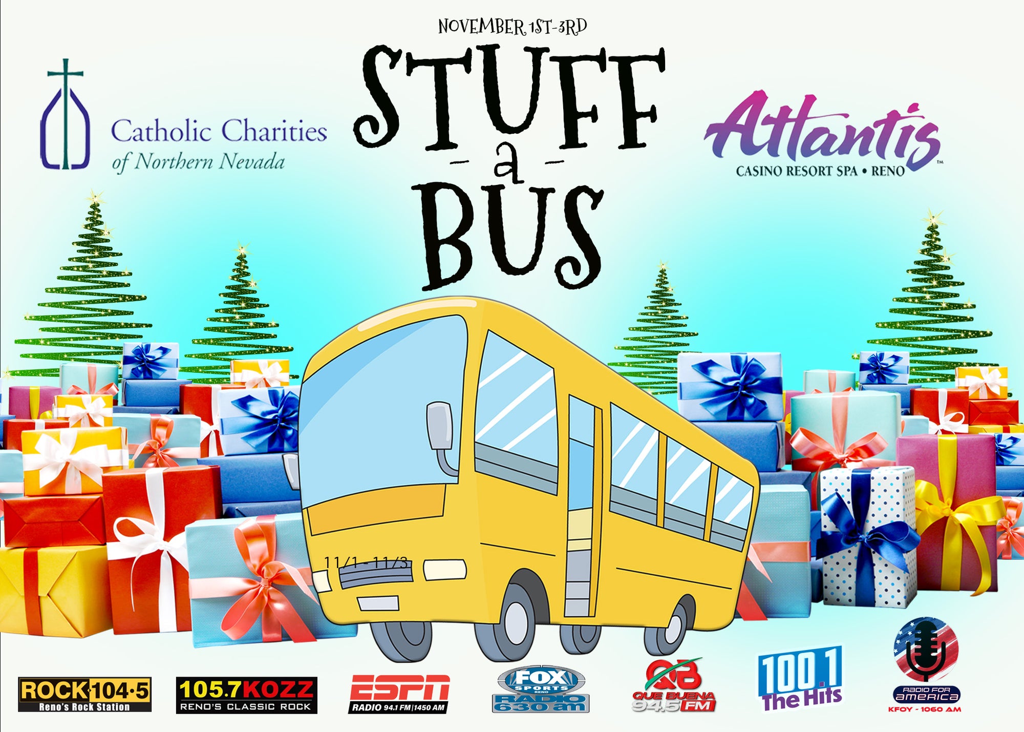 Catholic Charities of Northern Nevada is so excited to be partnering with Lotus Radio for the annual Stuff-A-Bus taking place this Wednesday through Friday at the Atlantis Casino Resort..Reno Nevada.